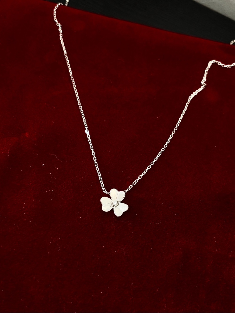 VCA Silver Flower Pendant Necklace